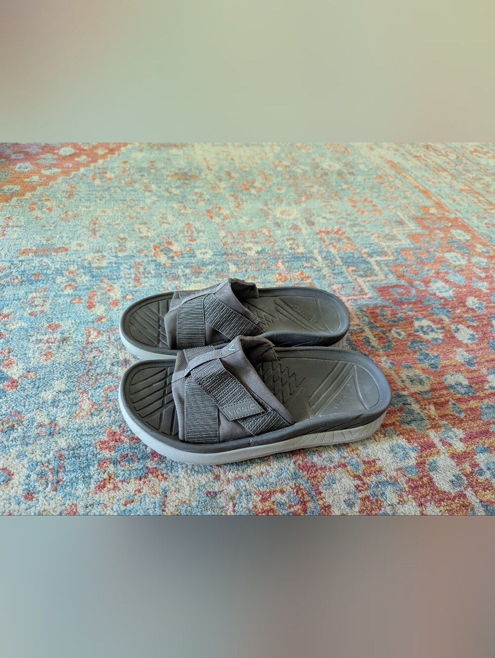 Vionic Rebound Charcoal Gray M 8.5 /W 10 Recovery Slide Sandals Orthotic Support
